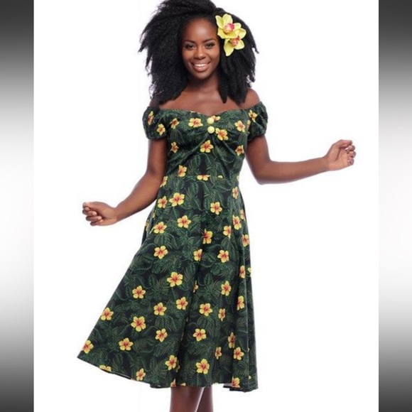 Collectif Dresses & Skirts - Collectif Dolores Tropical Hibiscus Doll Dress sz 2